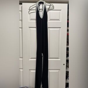 Black Maxi Dress with Silver Detail